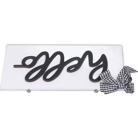 Pancarte murale en bois « Hello » blanc avec corde, décoration porte boutique, enseigne suspendue (1/5)
