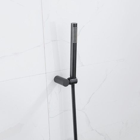 Fortifura calvi ensemble de douche à main avec support de douche debout et tuyau anti-torsion noir (1/5)
