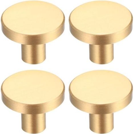 Poignee de Porte Laiton Massif Rond, Poignée de Meuble, Poignée Boutons de Tirage Tiroir Armoire Placards Commode Cuisine, Monotrou Poignée Doree - 4 Pièces(32 x 20 mm) (1/5)