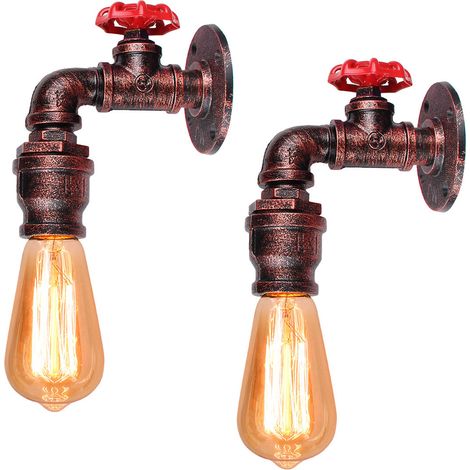 2PCS Creativo Vintage Lámpara De Pared Tubería De Agua Aplique De Pared Retro Industrial Apliques De Pared Hierro E27 Para Restaurante Interior Bar