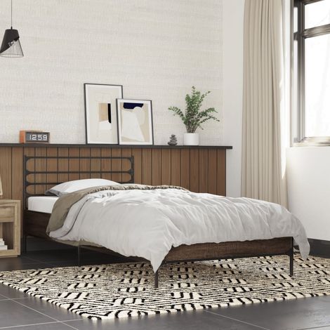 Estructura cama madera ingeniería metal marrón roble 90x190 cm vidaXL (1/5)