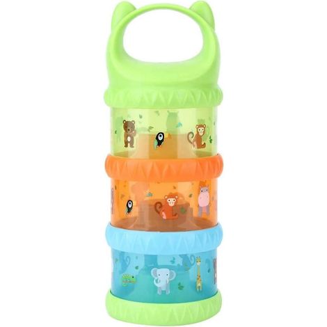 Distributeur de lait en poudre pour bébé, biberon portable à 3 compartiments pour lait infantile en poudre (vert) (1/5)