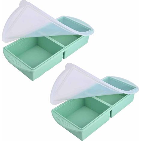 Plateau De Congélation - 2 Compartiments 250 ml et 500 ml - Couvercle Hermétique Transparent - Silicone Renforcé Acier - Sans BPA - Pour Soupes Bouillons Sauces - 1 Pièce (1/5)