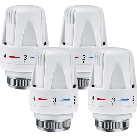 Robinet Thermostatique Radiateur, Gobesty 4 Pièces Tête Thermostatique, M 30 x 1,5 Tête de Remplacement de Vanne de Radiateur, Valve de Radiateur Thermostatique, Tete Thermostatique Radiateur (1/5)