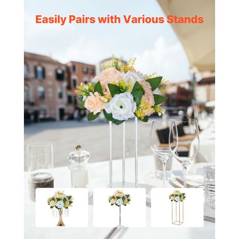 Lot de 10 bouquets de roses artificielles 240 mm, centres de table mariage champagne et blanc (1/5)