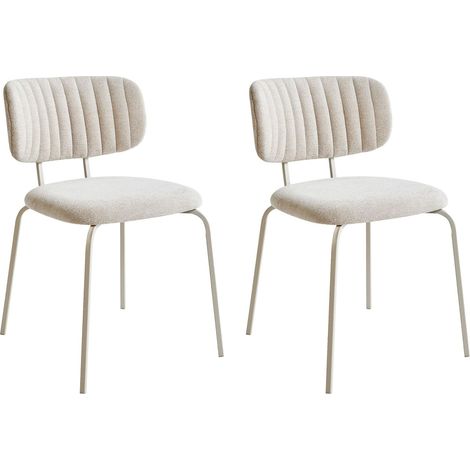 Esszimmerstuhl 2er Set IRINS Chenillegewebe Hellbeige