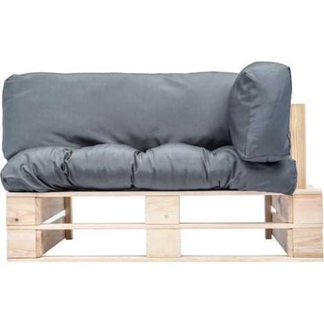 Canapé de jardin palette Canapé relax - Banc de jardin avec coussins gris Pinède BV424634 - BonneVie (1/5)