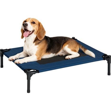 Cama elevada para perros y gatos, cama portátil con zona de malla transpirable y tela Oxford para uso interior y exterior, 76 x 61 x 18 cm, azul (1/5)