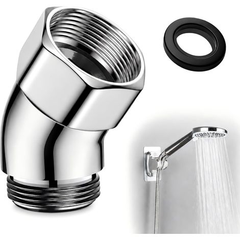 Adaptateur de Douche 135°, Raccord Coudé pour Pommeau de Douche, Raccord de Douche Pluie, Connecteur Douchettes, Connecteur avec Joint d’Étanchéité, Extension pour Tuyau, Robinet (1/5)