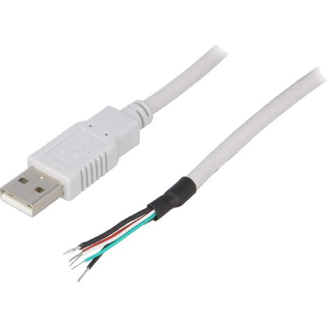 Cable USB A 2.0 male cordon 0.5m gris