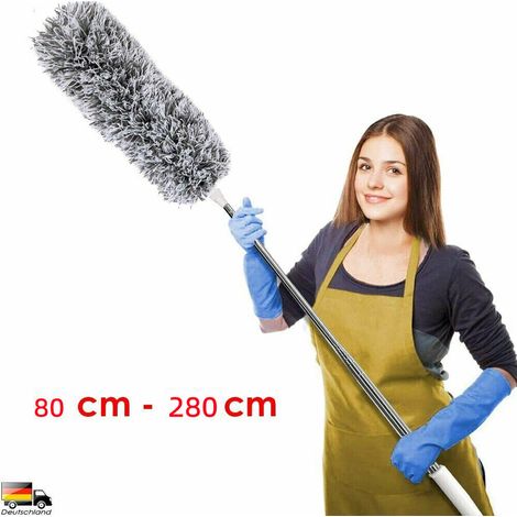 1 Balai à poussière télescopique, extensible 80-280 cm, tête pliable 42 cm, acier inoxydable, pour plafond et recoins (1/5)