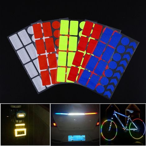 Kit adesivi rifrangenti alta visibilità per bici, monopattini, scooter, auto e passeggini Colore - Rosso (1/5)