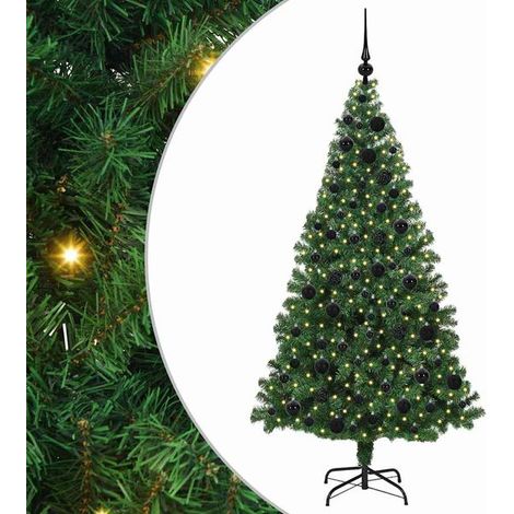 Sapin de Noël artificiel vert, 180 cm de haut, en PVC, acier et plastique. (1/5)