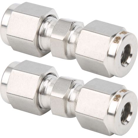 2 raccords à compression droits à double anneau en acier inoxydable 316 (Ф6) (1/5)