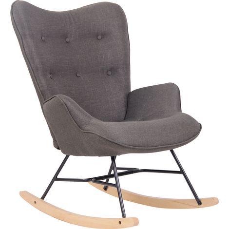 Fauteuil à bascule Sanka en tissu Gris foncé