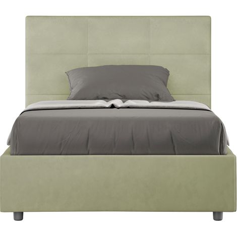 Letto una piazza e mezza contenitore imbottito 120x200 microfibra tè verde Mika (1/5)