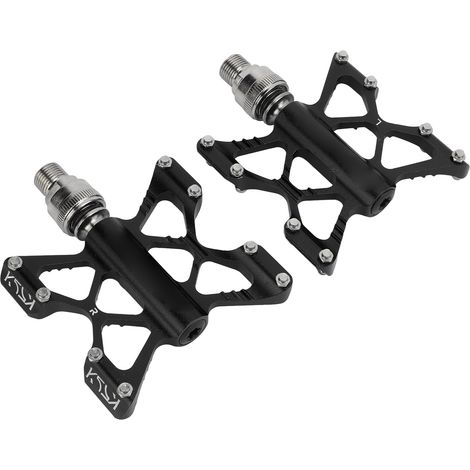 Paire de pédales de vélo LP Litepro K5 avec blocage rapide, en alliage d'aluminium, roulements à billes, pour vélos de route et VTT, noires (1/5)