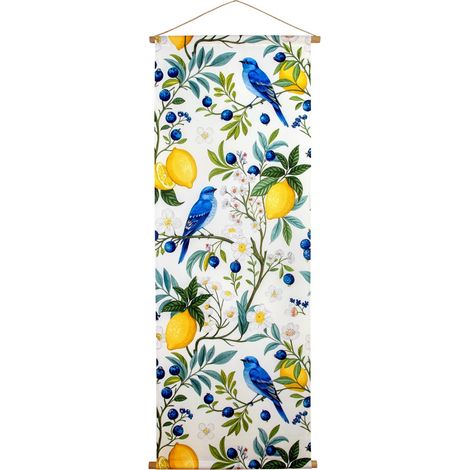 Tela arrotolabile con uccelli e limoni - Decorativa e colorata