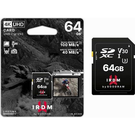 TRADE SHOP - Scheda Di Memoria Sd Card 64 Gb Per Videocamere Classe Uhs-i 3 V30 Ir-s3a0-64gb -