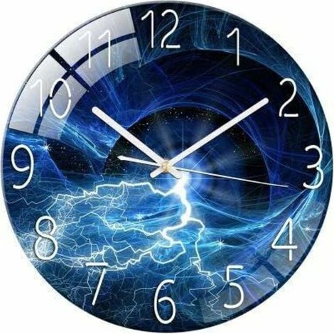 Horloge murale radio silencieuse horloge murale design moderne horloge murale silencieuse pour salon, cuisine, bureau et chambre (E) (1/5)