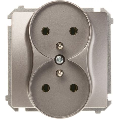 Simon Basic Doppelsteckdose mit/ohne 16A IP20 Edelstahl BMGZ2M.01/21