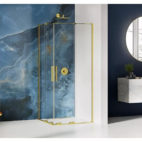 Cabine de douche doré 80x120 cm,coulissante HAWAII GOLD, acces d'angle (1/5)