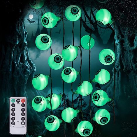 Lampes solaires effrayantes en forme d'œil, décorations extérieures pour un Halloween terrifiant, accessoires étanches pour illuminer votre cimetière.-AquaForge (1/5)