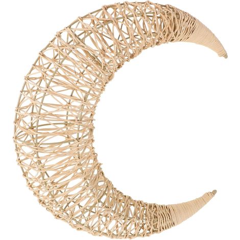 Suspendre en Rotin de Lune Ornement Décoratif Suspendu pour Intérieur et Extérieur Décoration Murale Naturelle Artisanale Couronne de Fleurs en Rotin Décoration Maison pour (1/5)