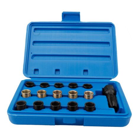 Kit de filetage de bougie d'allumage, outils de réparation de longue durée de résistance à la rouille 16 pièces/ensemble pour voiture (1/5)