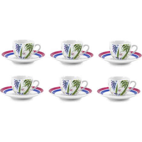 Fade set caffè Lilibeth porcellana fine decoro floreale 100 ml (1/3)