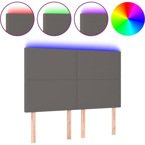 Maison Exclusive - Testiera a LED Grigio 144x5x118/128 cm in Similpelle