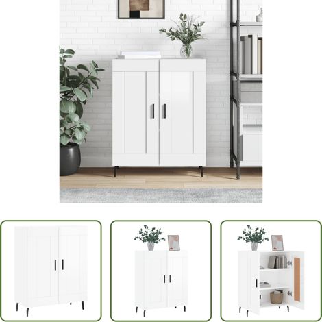 vidaXL Wohnzimmer Schrank - Sideboard Hochglanz-Weiß 69,5x34x90 cm Holzwerkstoff (1/5)