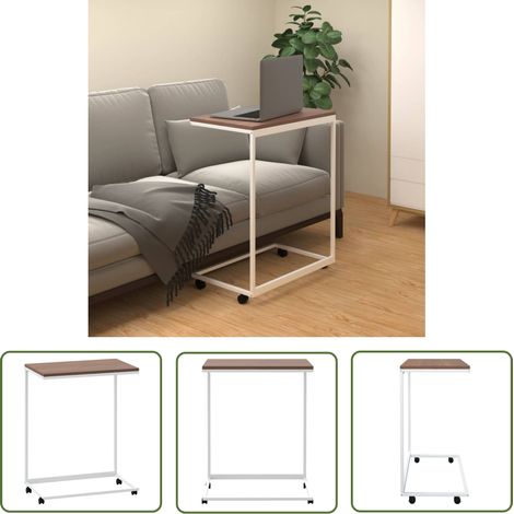 The Living Store Beistelltisch mit Rollen Weiß 55x35x70 cm Holzwerkstoff - Couchtisch - Beistelltisch - Nachttisch - Dekotisch - Side Table (1/5)