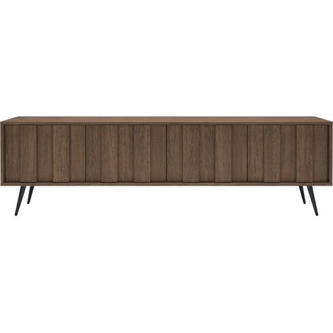 CENOTE - Meuble TV 183 cm mélaminé Chêne foncé (1/5)