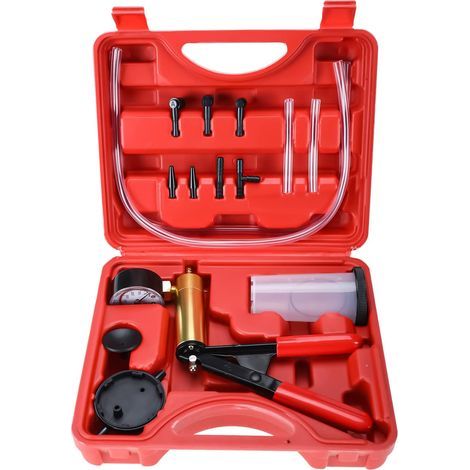 Lntyq – Pompe manuelle à dépression liquide de frein – Testeur à vide avec réservoir 120 ml – 6 adaptateurs – Coffret multi-outils