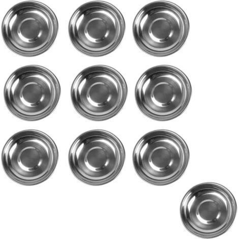 Ecleanfy-10 pièces Plat À Sauce En Acier Inoxydable, assiettes soucoupe plat d'épices, Sauce Soja Ronde Écran Tactile Mini, Mini Bols À Tremper En Acier Inoxydable Pour Sauces Snacks Apéritifs Sushis
