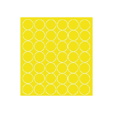 Adesivi circolari da 3 cm, 42 pezzi, colore giallo opaco.