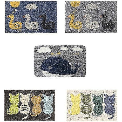 Tapis de bain à motifs de dessins animés, super absorbant, antidérapant, pour porte ou entrée, séchage rapide, en polyester lavable. (1/5)