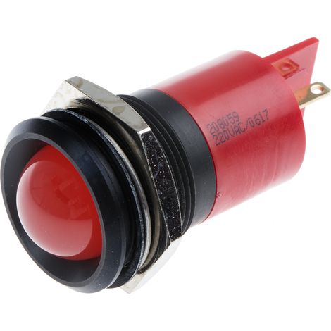 Voyant LED lumineux Rouge RS PRO, dia. 22mm, 230V c.a. ( Prix pour 1 )