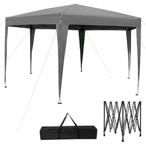 TRADE SHOP - Gazebo Tenda Richiudibile Da Giardino Esterno 3x3mt Per Campeggi Festa Con Borsa Trasporto - Grigio (1/2)