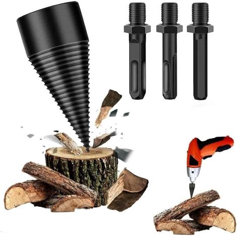 royaluxe -Foret À Bois pour Fendre du Bois 42mm,Fendeuse à Bois Perceuse, Avec 3 Poignées,Carré/Rond/Hexagonal,Pour Coupe
Bois, Fendeuse de Bois