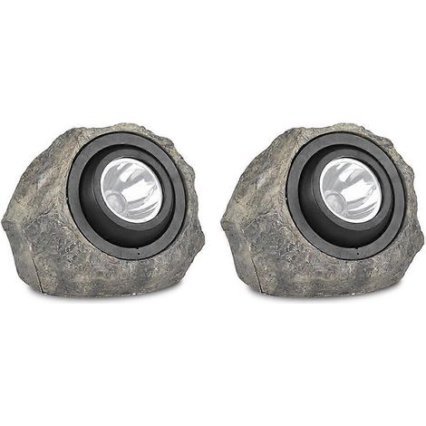 Lot de 2 lampes solaires de jardin en forme de rocher - Projecteur solaire LED étanche IP65 (1/5)