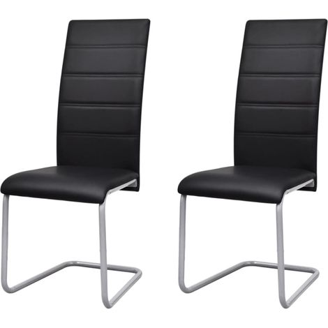Conjunto de 2 sillas cantilever comedor cocina diseño moderno sintético negro CDS020373