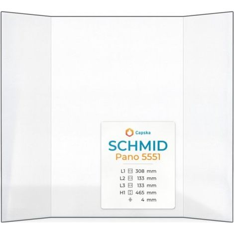 Vitre Schmid PANO 5551 - Verre Prismatique pour insert - (133 + 308 + 133) x 465 mm (L2+L1+L3 x H1) - 4 mm