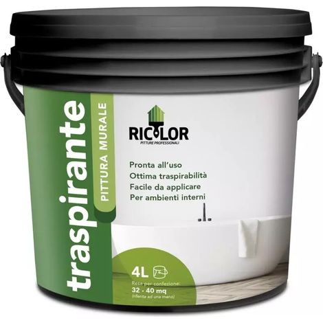 pittura murale traspirante ricolor bianco 4 l
