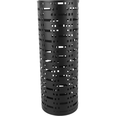 Porte-parapluie noir métallique rond ajouré, résistant à la rouille et à l'eau, gain de place, support élégant pour entrée (1/5)