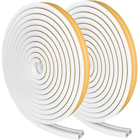 Cinta de sellado para puertas y ventanas，20 metros，Tira de sellado para puertas，Tira de sellado autoadhesiva para ventanas，Blanco (1/5)