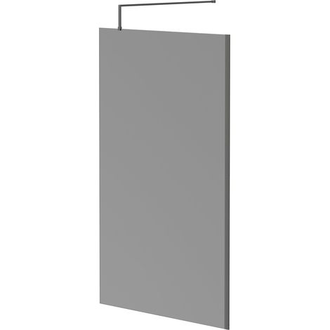 Colore 8mm Smoked Glass Gunmetal Grey 1950mm x 1200mm Walk In Shower Screen including Wall Channel and Support Bar (1/5)