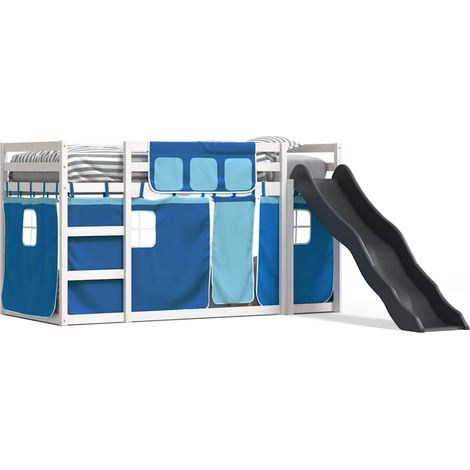 Maison Exclusive - Letto a Castello con Scivolo e Tende Blu 90x200 cm