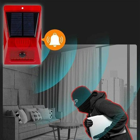 VURAHOME - Alarme d'intrusion solaire extérieure, alarme, stroboscope indépendant de l'alarme, alarme sonore et visuelle, stroboscope a de 129db
